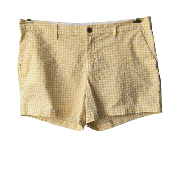Old Navy Yellow/White Gingham Everyday Shorts Lightweight Cotton 14 - Picture 8 of 8